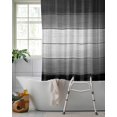 thumbnail image 2 of Split Shower Curtain for Transfer Bench, Black Gray Fabric Shower Curtains for Bathroom, Farmhouse Vintage Gradient Wooden Plank Tub Sliding Transfer Bench Waterproof Bath Curtains 72"x84", 2 of 9