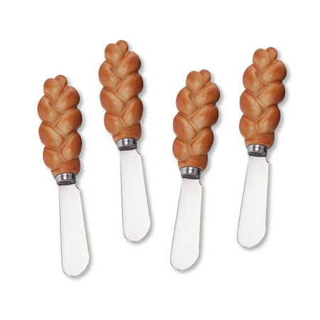 

Mr. Spreader 4-Piece Challah Hand Painted Resin Handle with Stainless Steel Blade Cheese Spreader/Butter Spreader Knife