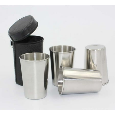 Stainless Steel Mug Set 4pcs Stainless Steel Beer Pint Cup Set Camping Cup for Outdoor and Everyday Use Tumbler Mug 70ml ()