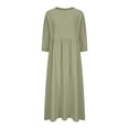 thumbnail image 4 of Dresses for Women Casual Women's Fashion Summer Loose Long Sleeve Round Neck Solid Color Ankle-length Dress, 4 of 5