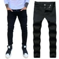 thumbnail image 5 of Men's Jeans Male Slim Fit Straight Tube Retro Hip Hop Street Denim Trousers Pants for Men Black 28, 5 of 7