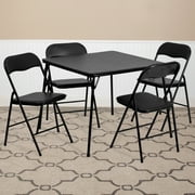 5 Piece Black Folding Game Room Card Table and Chair Set