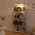 thumbnail image 4 of Display Cabinet with Light, Glass Door and Lock, 4-Shelf Fast Installation in 30Mins Curio Cabinet with 5mm Tempered Glass Floor Standing Bookshelf for Bedroom, Living Room, 65'' x32'' x14'', White, 4 of 7
