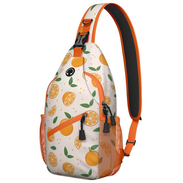 Papaya Tropical Fruit Print Sling Backpack, Lightweight and Durable Crossbody Bag with Classic Exotic Pattern, Cute Kawaii Cartoon Design, Multi-Functional Storage for Papaya Lovers