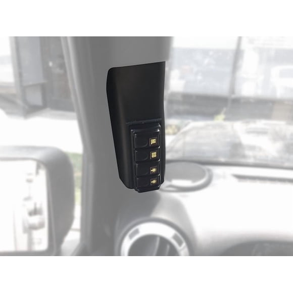 Fits 2007-2018 Jeep Wrangler JK Advanced Accessory Concepts Multi Purpose Light Controller Remote Mount 2009 TRIGGER; A-Pillar Switch Panel; Steel Sub-Structure Clip System; Black; Plastic