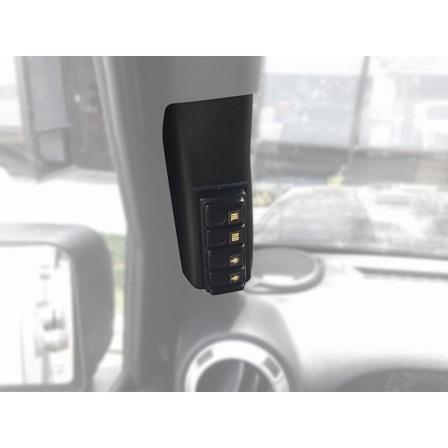 Fits 2007-2018 Jeep Wrangler JK Advanced Accessory Concepts Multi Purpose Light Controller Remote Mount 2009 TRIGGER; A-Pillar Switch Panel; Steel Sub-Structure Clip System; Black; Plastic