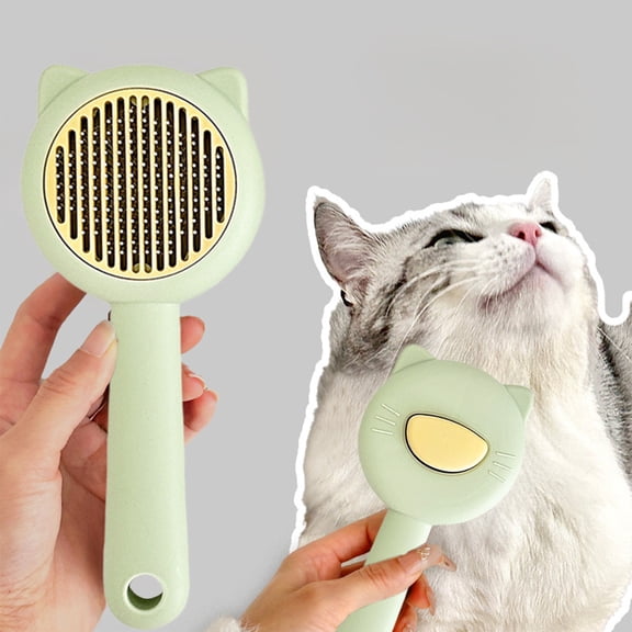 Self-Cleaning Pet Comb, Perfect for Dogs and Cats to Detangle Hair and Reduce Shedding, Durable Needle Comb That Grooms Fur Easily, Essential Tool for Pet Owners to Keep Pets Neat, Green, 1pcs