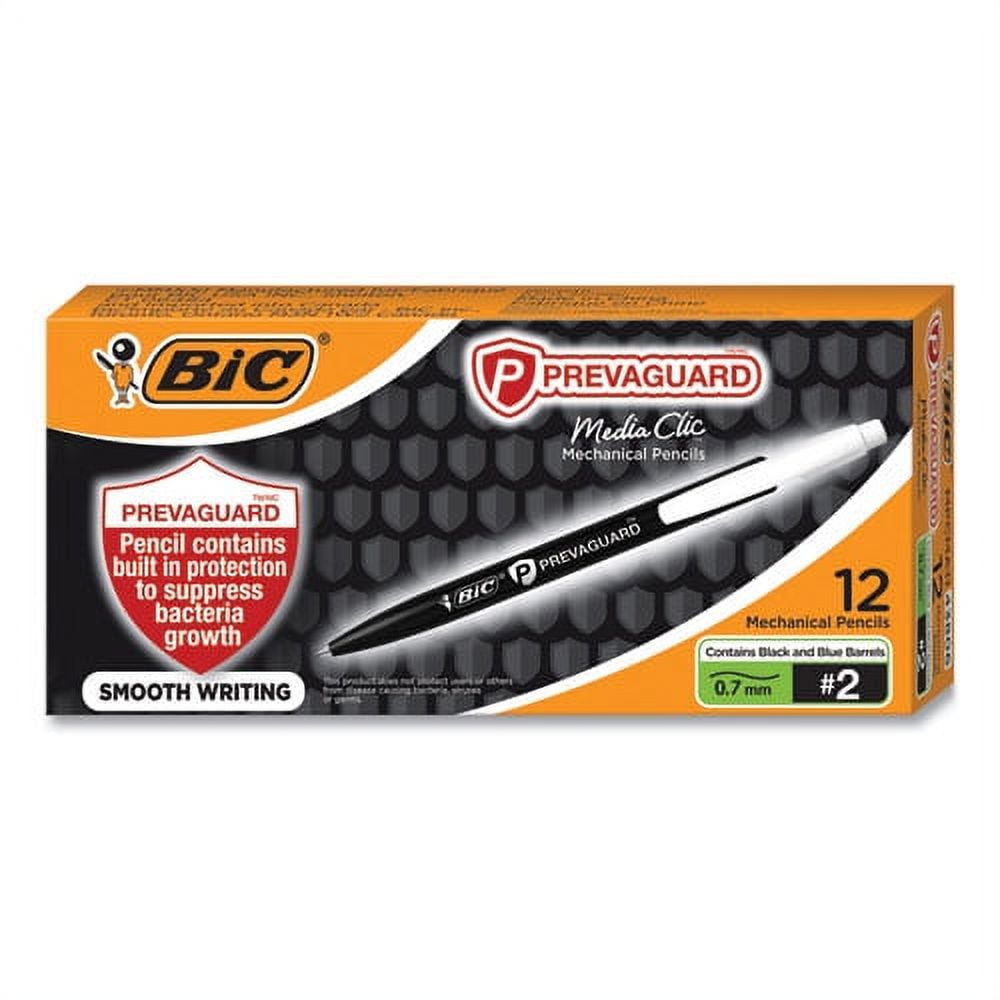 "Prevaguard Media Clic Mechanical Pencils, 0.7 Mm, Hb (#2), Black Lead, 6 Black Barrel/6 Blue Barrel, Dozen | Bundle of 2 Dozen"