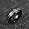 thumbnail image 3 of 8mm Black Tungsten Carbide Ring for Men Women with Blue Grooved Promise Wedding Bands Comfort Send to relatives and friends Fit Size 7-12, 3 of 4