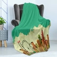 thumbnail image 4 of Ferris Wheel Soft Flannel Fleece Blanket, Vintage Panaromic View of a Metropolis Consisting Skyscrapers Greenery Circus, Cozy Plush for Indoor and Outdoor Use, 60" x 80", Multicolor, by Ambesonne, 4 of 5