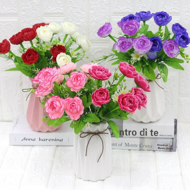 Gwong Decoración hogareña Flor artificial llena de vitalidad, ornamental, sin agua, necesidad, gota de agua, camelia, plantas de simulación para balcón. Gwong 21080570