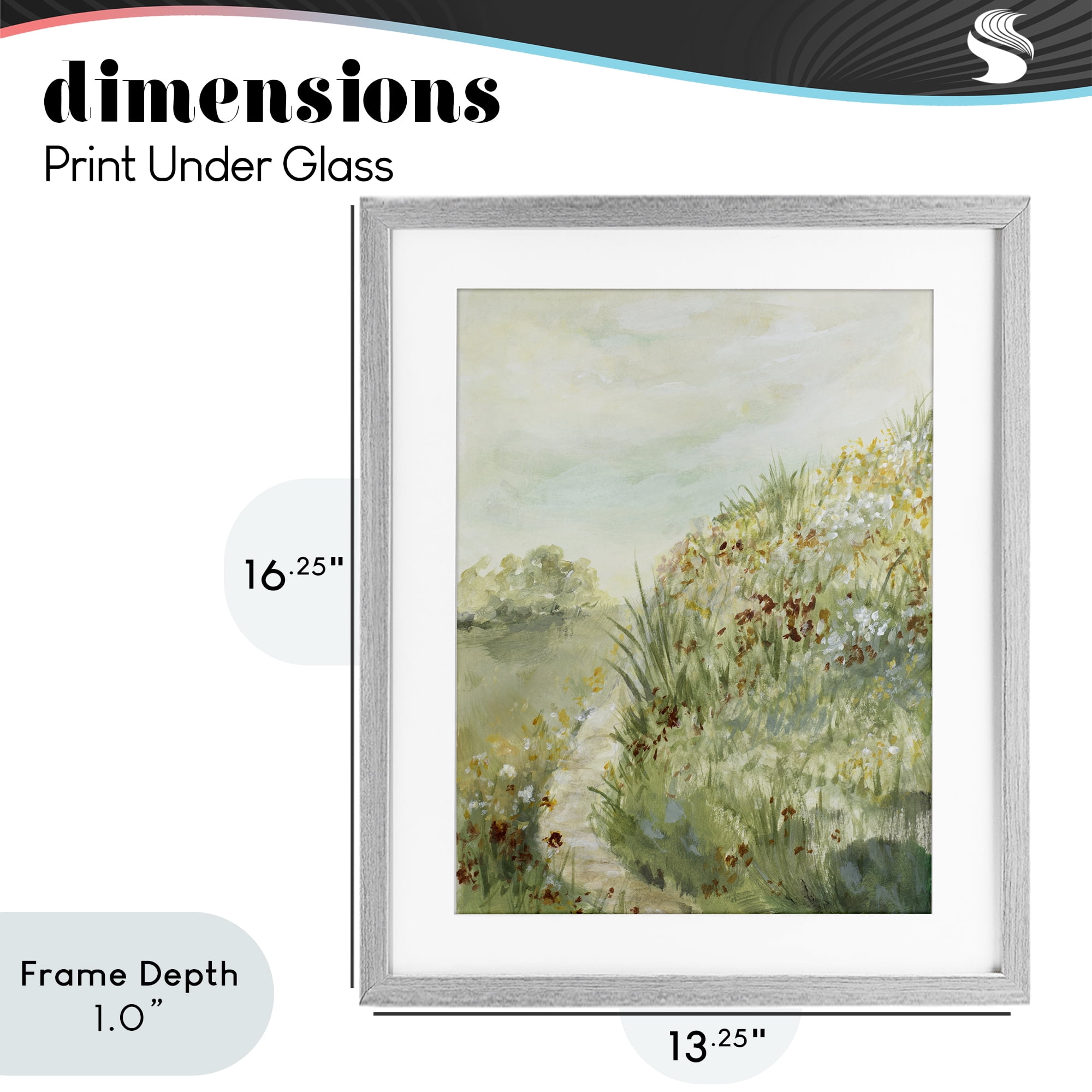 Stupell Industries Hilltop Blooms & Winding Trail Gray Framed Print Under Glass, design by Lanie Loreth