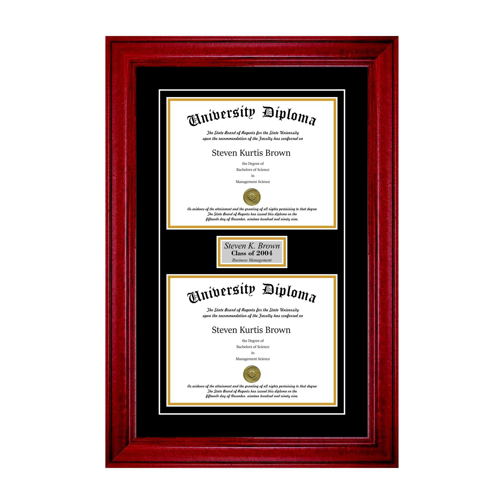 Personalized Double Diploma Frame with Double Matting for 15 quot x 12