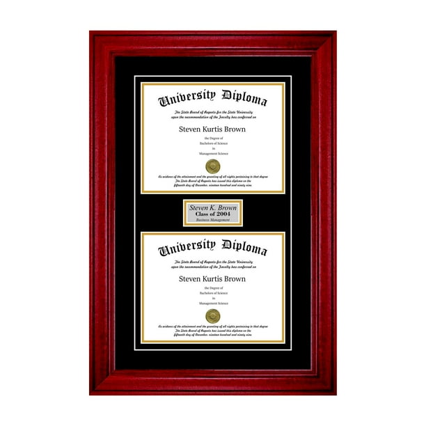 Personalized Double Diploma Frame with Double Matting for 10" x 8" Tall