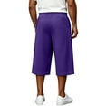 thumbnail image 4 of Men's Capri Pant Baggy Below Knee Summer Sweat Shorts Elastic Waist Athletic Casual Big Pocket 3/4 Pants, 4 of 7