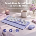 thumbnail image 6 of Wireless Keyboard and Mouse Combo, Retro Round Keycaps, Full Size with Detachable Wrist Rest, 2.4G for PC, Lavender Purple, 6 of 9