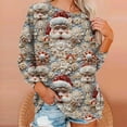 thumbnail image 4 of jjayotai Christmas Sweatshirts for Women, Plus Size Long Sleeve Shirts Xmas 3D Print Sweater Crew Neck Pullover Tops Cute Santa Sweatshirt Beige S, 4 of 7