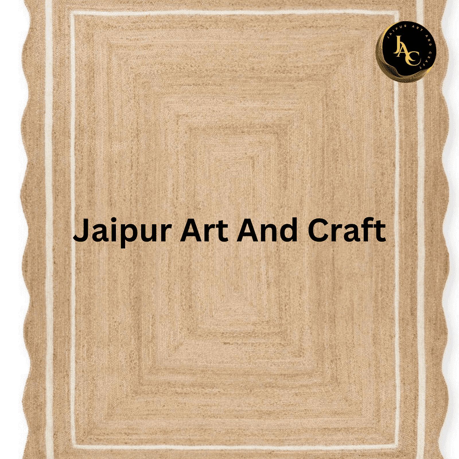 Jaipur Art And Craft Bohemian Rectangle Scallop White, Brown Jute Area Rug (9x10 Sq ft)