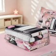 thumbnail image 5 of Erosebridal Chic Cosmetics Zipper Twin Comforter Sets with Fitted Sheet and 2 Pillowcases for Girls, Highheels Perfume Print Zipper Bedding Set, Pink Reversible, 5 of 7