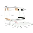 thumbnail image 3 of Royard Oaktree Twin over Full Bunk with Trundle Metal Bunk Bed Frame with Slat and Guardrail, White, 3 of 7