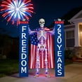 thumbnail image 4 of Funny 12ft Skeleton 4th of July Outfit,Lighted Up Giant Skeleton Accessories Including Freedom 250 Years Banners,23ft Lights String for Independence Day USA 250th Anniversary Decor, 4 of 6