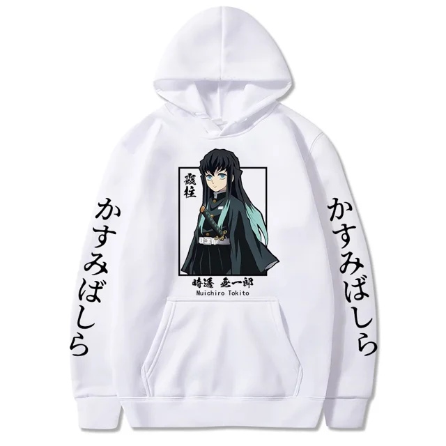 Sudadera con capucha de Demon Slayer para mujer, suéter con estampado de Anime japonés, Harajuku, Muichiro, Tokito, talla grande, novedad