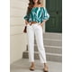 thumbnail image 4 of Vaqueros elegantes para mujer, de cintura alta, casuales, holgados, blancos, talla 16, 4 of 5