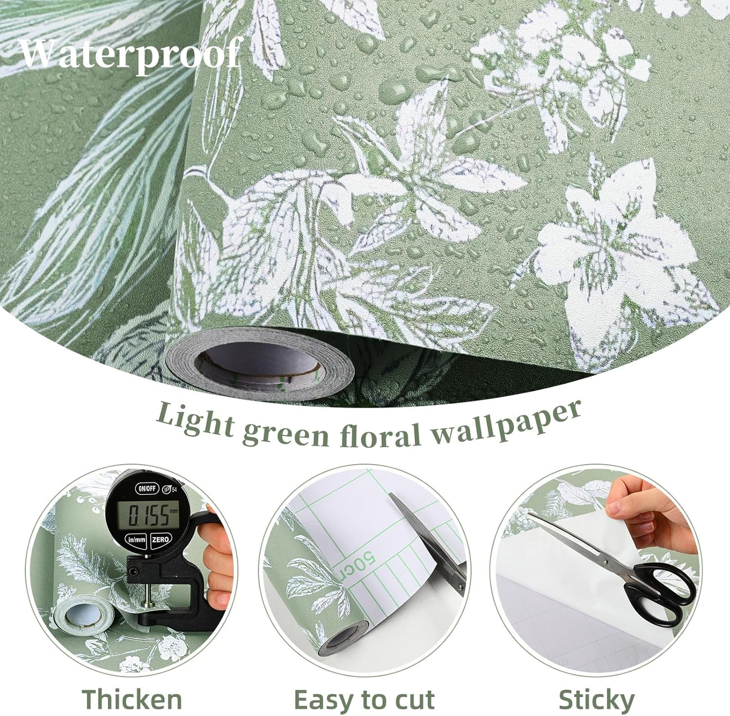 DAZLUTE Floral Wallpaper Peel and Stick,Self Adhesive Removable Wallpaper for Home Bedroom Cabinets Decorative Thicken 17.32" x 394"