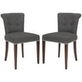 thumbnail image 6 of SAFAVIEH Arion Contemporary Linen Solid Dining Side Chair, Charcoal/Cherry Mahogany (Set of 2), 6 of 6