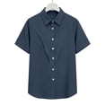 thumbnail image 6 of Perfectbot Women's Button Down Shirts - Short Sleeve Loose Fit Blouse for Casual & Work, Sizes S-5XL, 6 of 7