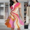 thumbnail image 2 of Abstract Swirl Pink Orange Art Women's Classic Swing Skater Dress Casual Work Party Cocktail Dresses, 2 of 6