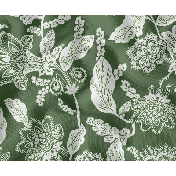 Soimoi 100% Cotton Canvas Fabric - Floral Pattern, Green | 56" Wide | Sold by The Yard | Medium Weight Upholstery Fabric for Home Dcor, Bags & DIY Projects