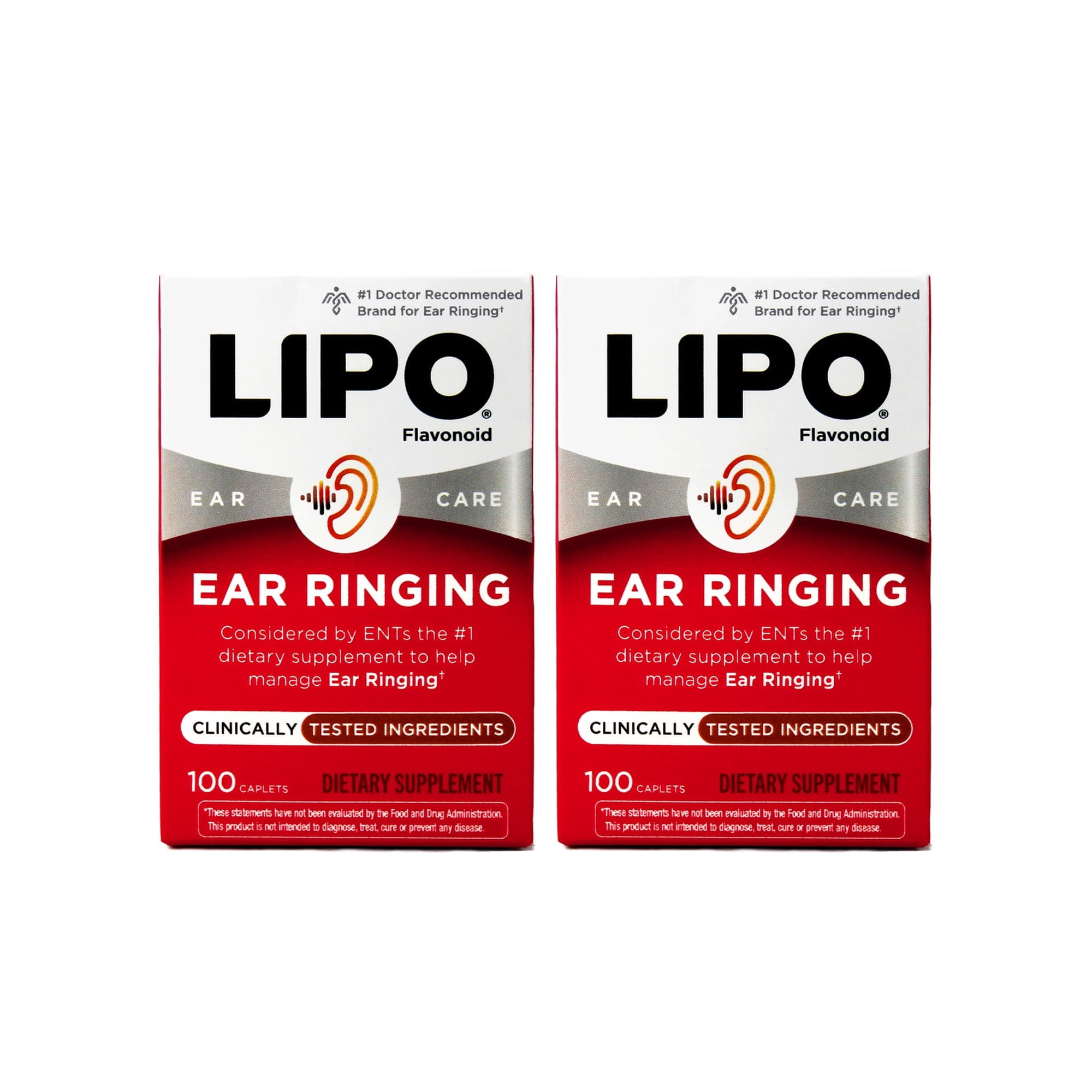Lipo Flavonoid Ear Health Caplets, For Ear Ringing, 100 Count (pack of 2)