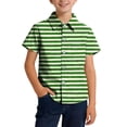 thumbnail image 3 of BiZtdJrK Boys Vacation Shirts Funny Shamrock Graphic Short Sleeve Button Down Shirt Lapel Trendy Travel Beach Summer Shirts St. Patrick's Day Clothes Multicolor 130, 3 of 8