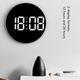 thumbnail image 2 of Reloj digital LED, soporte de reloj redondo moderno montado en la pared, reloj silencioso alimentado por USB de 12 horas, para sala de estar, dormitorio, aula, oficina, 2 of 5