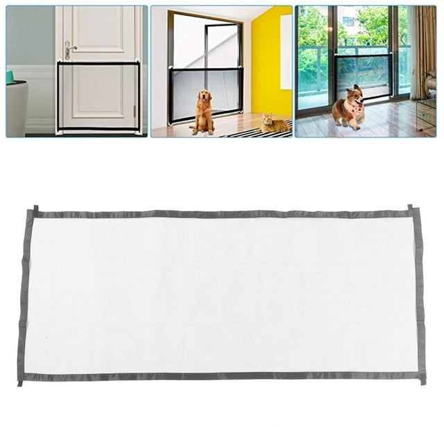 Dog Gate Baby Gate For Stairs, Portable Fence Easily Install Expandable Dog Mesh Gate, Folding Safe Enclosure Baby Gate With 5 Hooks For Doorways Stairways