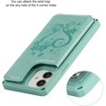 thumbnail image 6 of for iPhone 12 Mini Wallet Case with RFID Blocking Card Holder for Girls Women,Premium PU Leather Magnetic Buttons Stand Flip Wrist Strap Case for iPhone 12 Mini 5.4 Inch,Heart Green, 6 of 8
