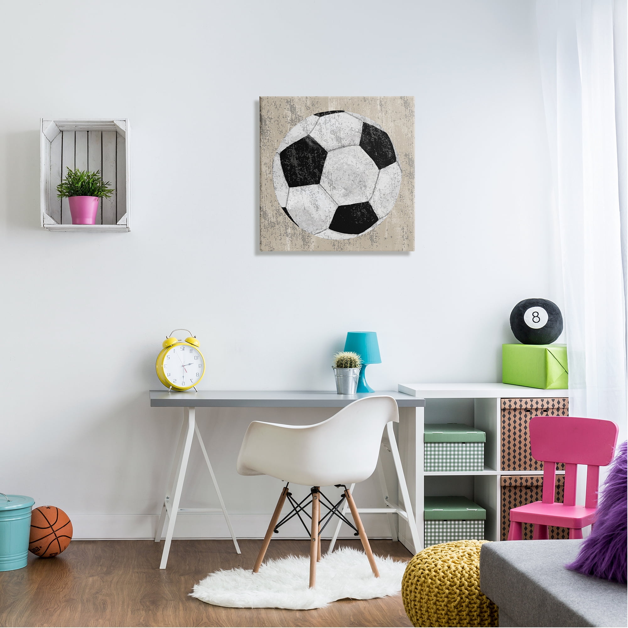 Stupell Industries Rustic Sports Soccer Ball Abstract Painting Gallery Wrapped Canvas Art Print Wall Art, 24 x 24