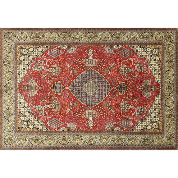 Ahgly Company Indoor Rectangle Traditional Red Medallion Area Rugs, 6' x 9'