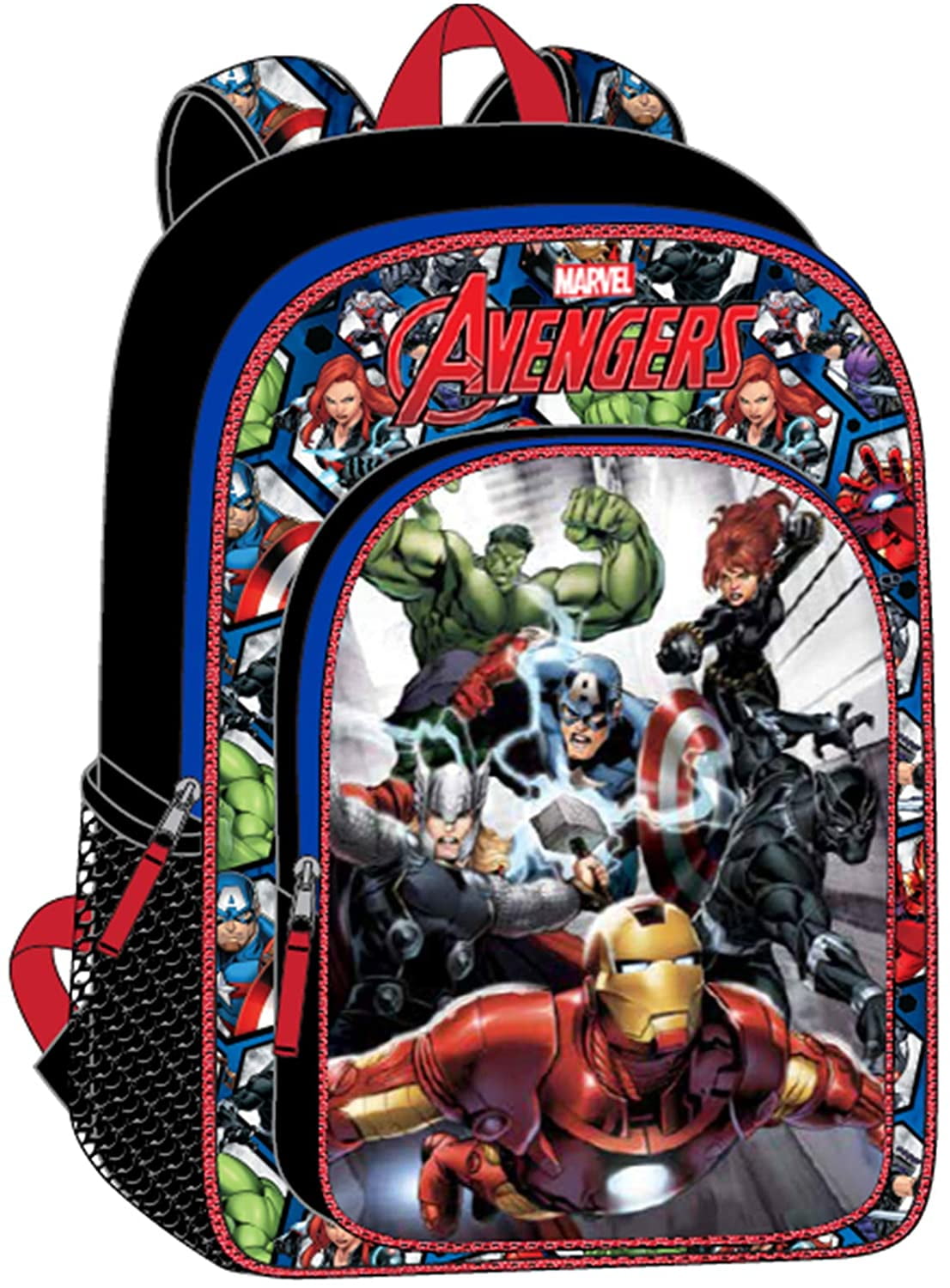 Marvel Captain America Super Heroes 16" School Backpack with Side Mesh Pockets 