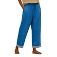 thumbnail image 6 of kaondbfi Cotton Linen Pants Women Summer Casual Straight Leg Pants Elastic Waist Beach Trousers with Pockets, 6 of 8
