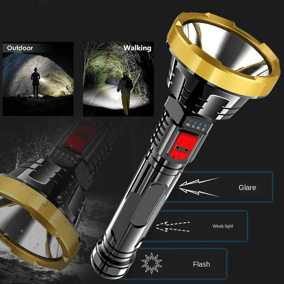 Super Bright Rechargeable LED Flashlights, 20000 Lumens LED Flashlight, Built-in Battery, IPX6 Waterproof