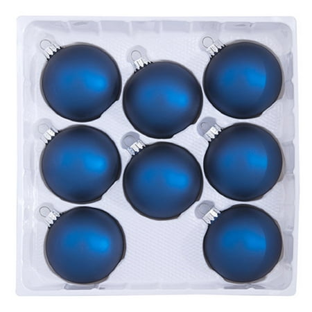 Quilted Christmas Ornaments No Sew Dark Blue Matte Glass Balls Christmas Tree Ornaments Set of 8 67mm 2.6 Inch ()