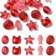 thumbnail image 1 of 25Pcs 5 Style Ocean Themed Transparent Glass Beads Sets Mixed Shapes Dark Red 12~15x8~15x5~9mm Hole: 1mm 5pcs/style, 1 of 6