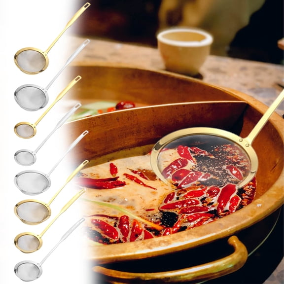 Anckoeil Stainless Steel Oil Colander Spoon Multi-Functional Filter Spoon Stainless Steel Fine Mesh Wire Oil Skimmer Strainer Net