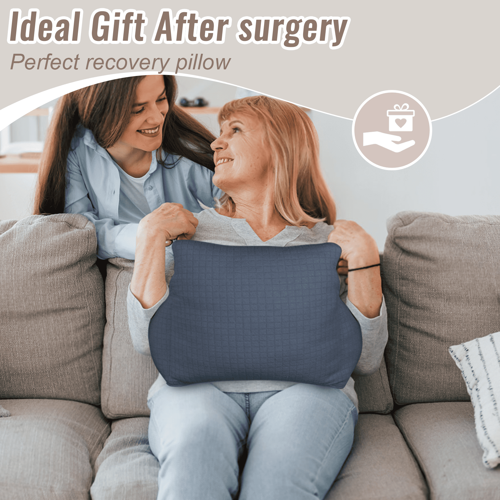 RoamReady Hysterectomy Recovery Pillow, Post Surgery Abdominal Cushion for C-Section Patients, Navy Blue