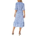 thumbnail image 4 of Liacowi Women Midi Dress Short Sleeve V-neck Flower Print Elegant Summer Casual Party Dress, 4 of 5
