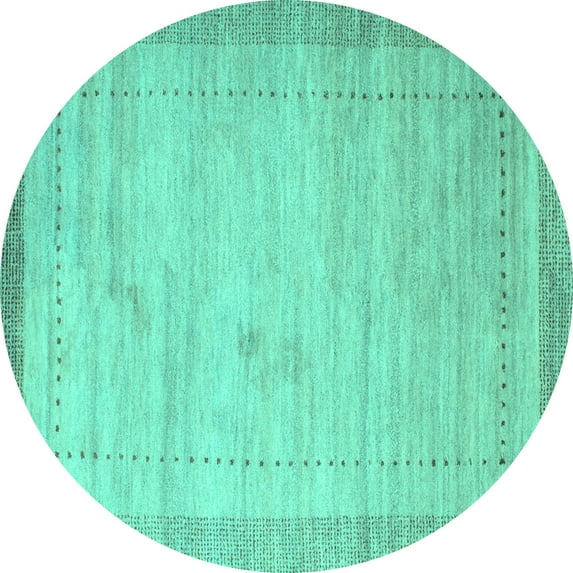Ahgly Company Indoor Round Abstract Turquoise Blue Contemporary Area Rugs, 6' Round