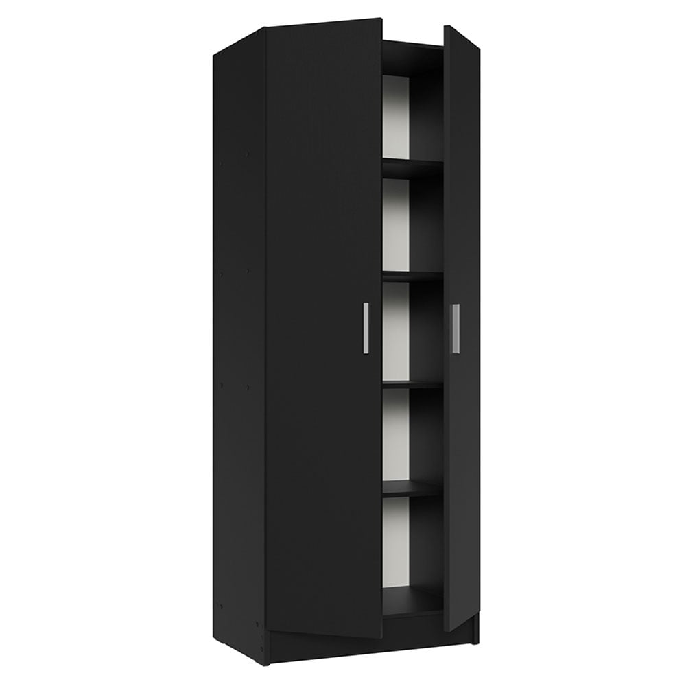 Madesa Kitchen Pantry Storage Cabinet 2 Doors with 5 Utility Shelves 23"L Wooden Organization Unit for Kitchen - Black