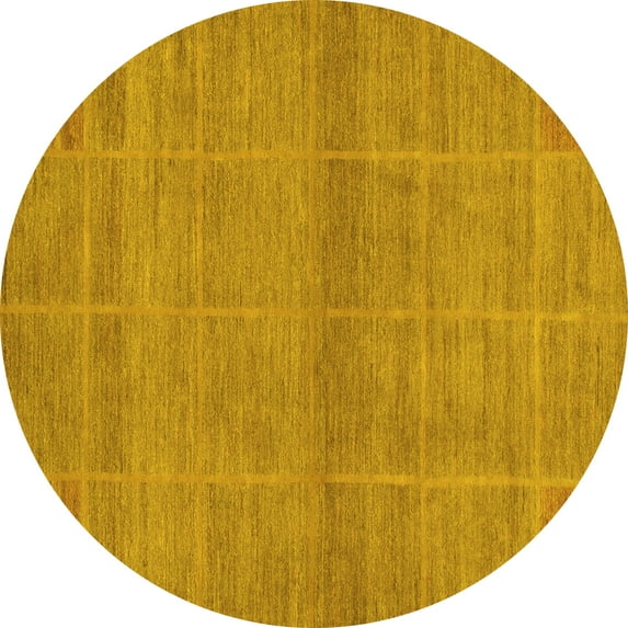 Ahgly Company Indoor Round Abstract Yellow Modern Area Rugs, 6' Round